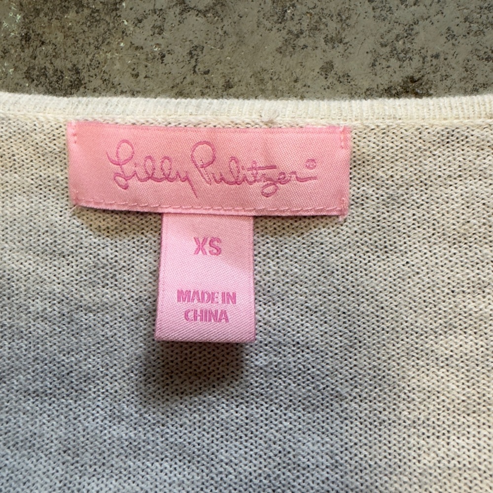 Lilly Pulitzer Ferrera Tassel Gray Cowl Neck Asymmetrical Hem Knit Top XS - Picture 6 of 8